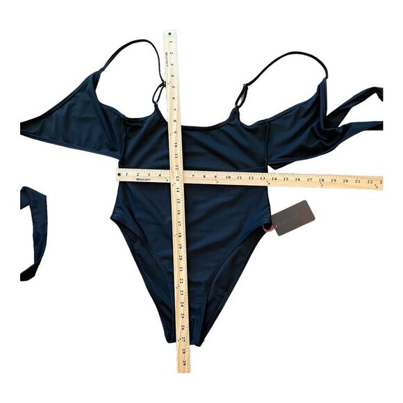 South Beach Womens Black Wrap & Tie Cut-out Monokini Bathing Swim Suit Sz 10 - Picture 6 of 8